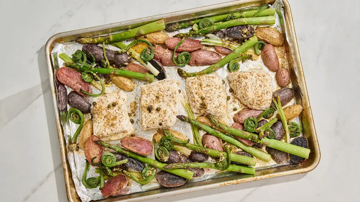 Garlic Butter Halibut with Spring Vegetables
