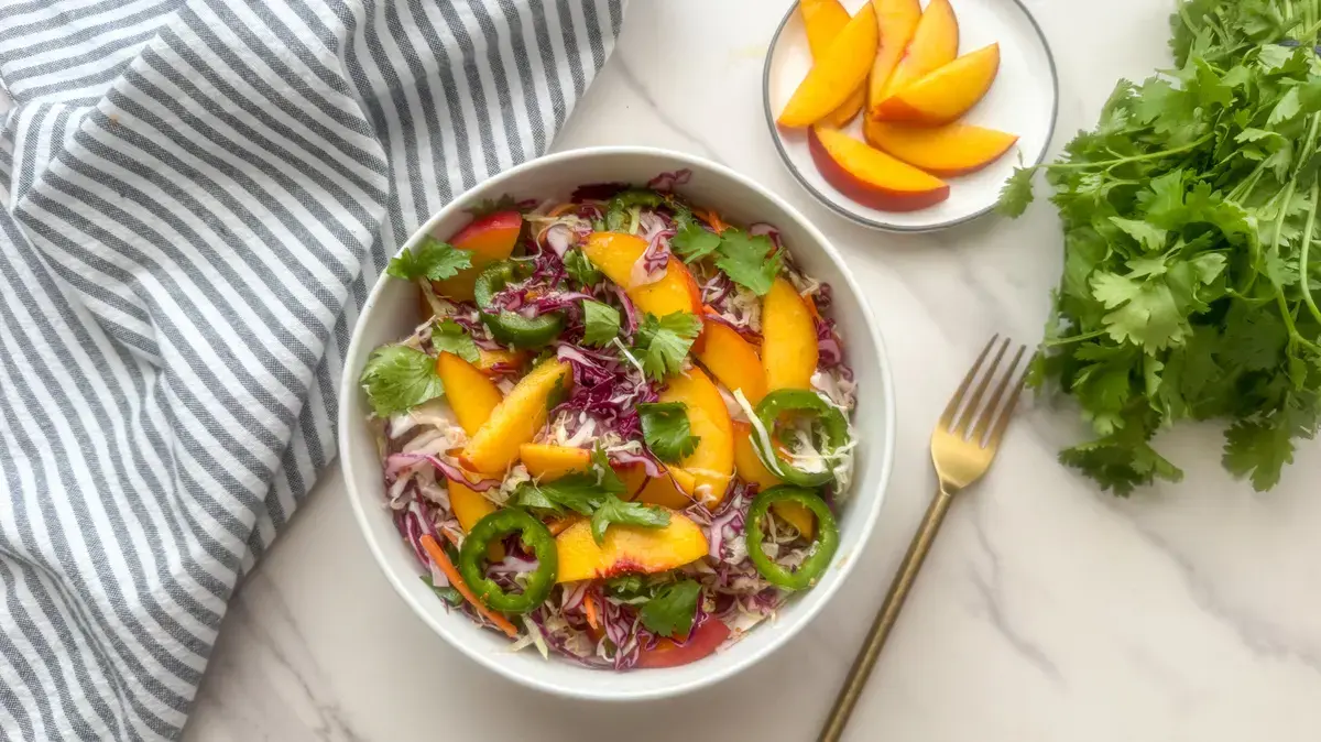 Spicy Peach Coleslaw Blends Sweet Heat with a Dutch Heritage