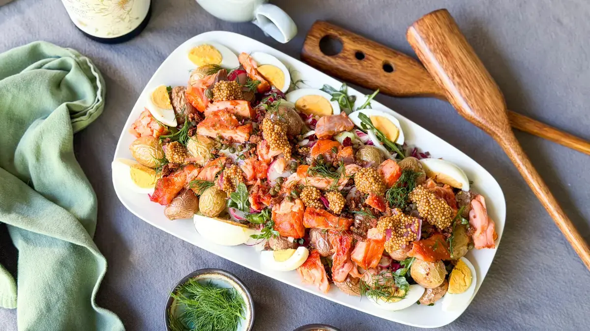Summer Salad with Hot-Smoked Salmon