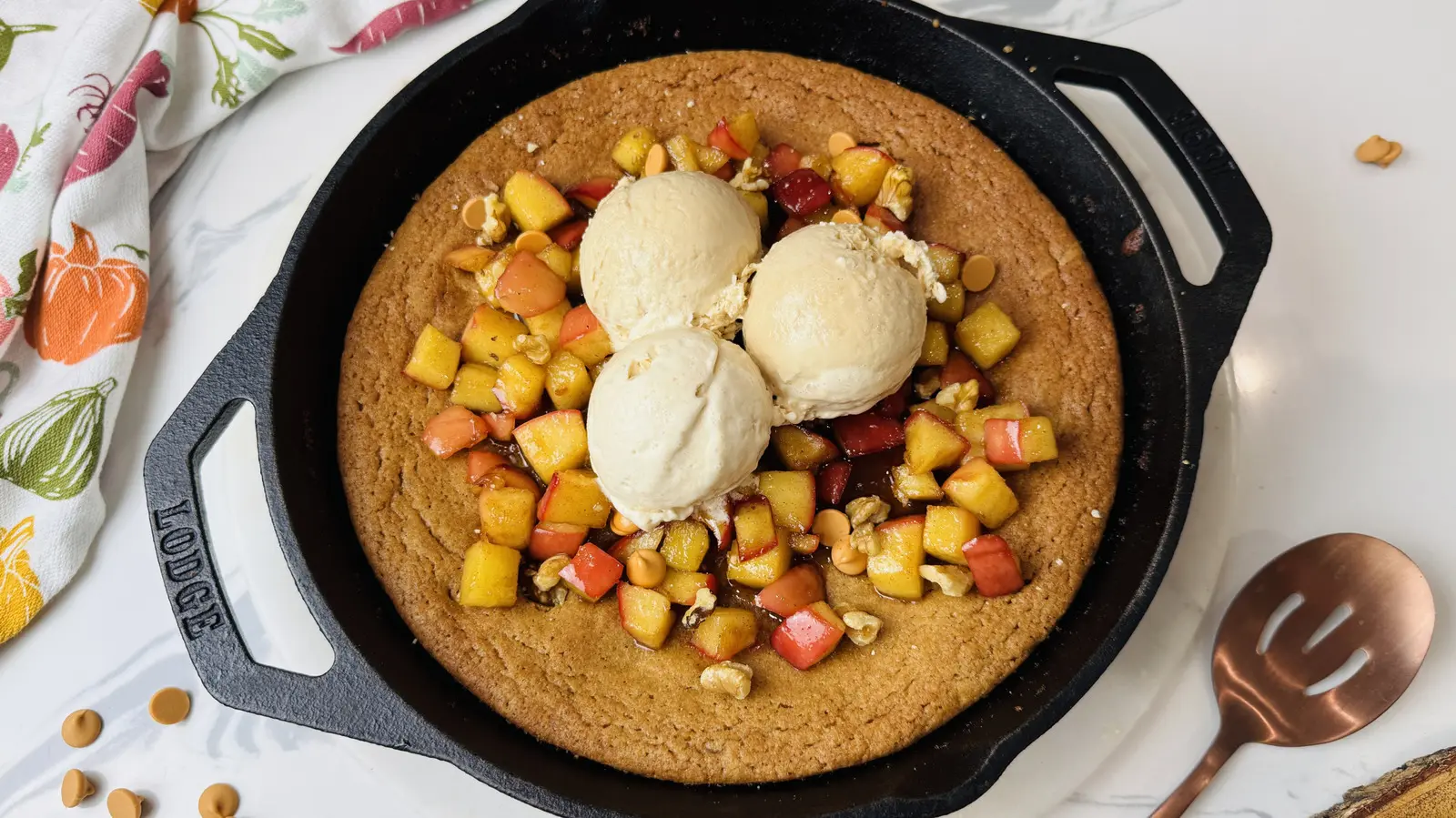 Apple Skillet Blondie with Sautéed Apples