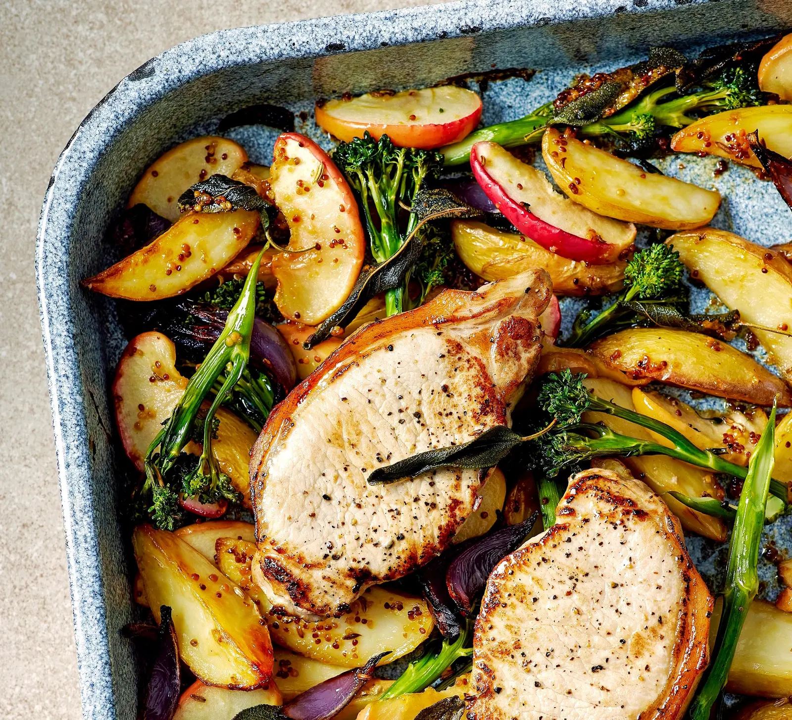 Mustard Pork and Apple Traybake Offers Simple Dinner Solution