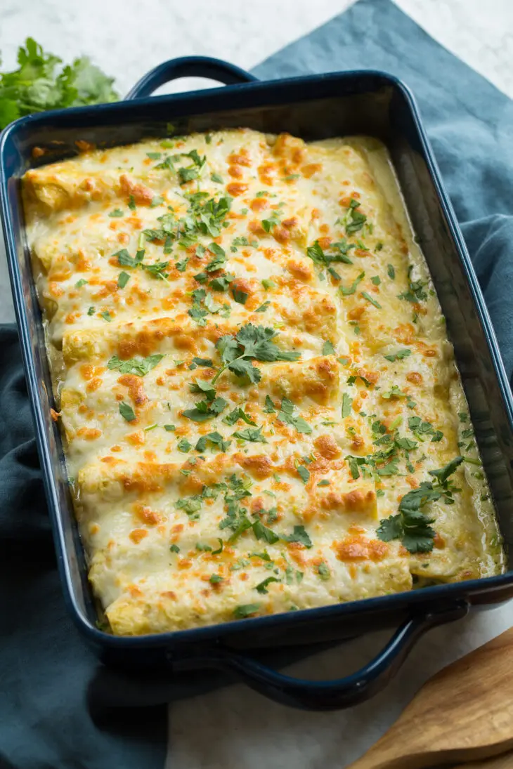 Creamy Green Chile Chicken Enchiladas