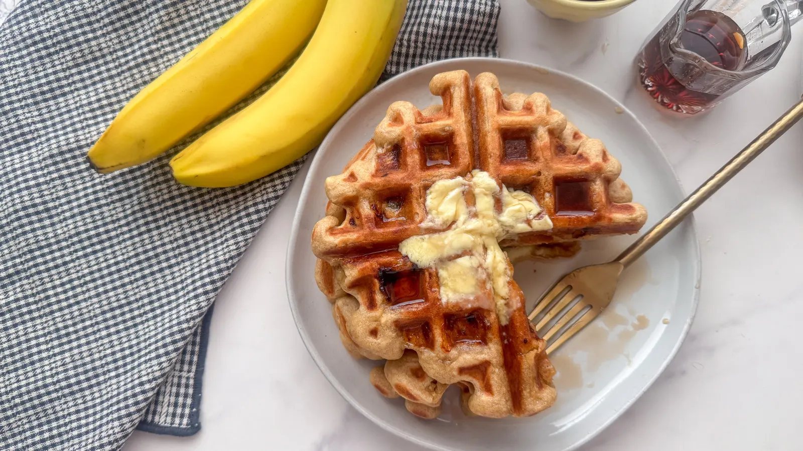 Peanut Butter and Banana Waffles Take Saturday Breakfast to the Next Level