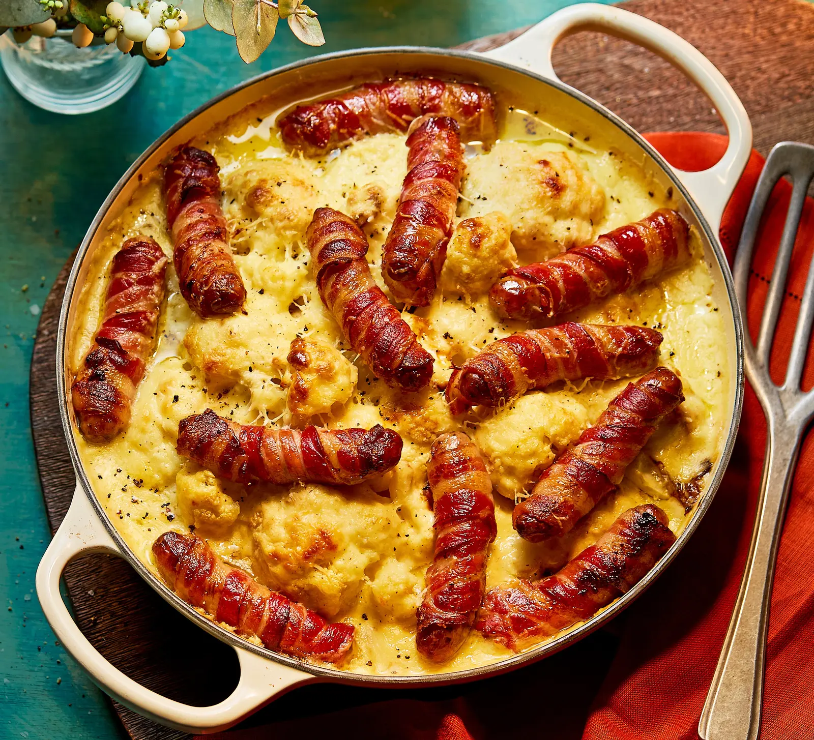 Pigs in Blankets Cauliflower Cheese