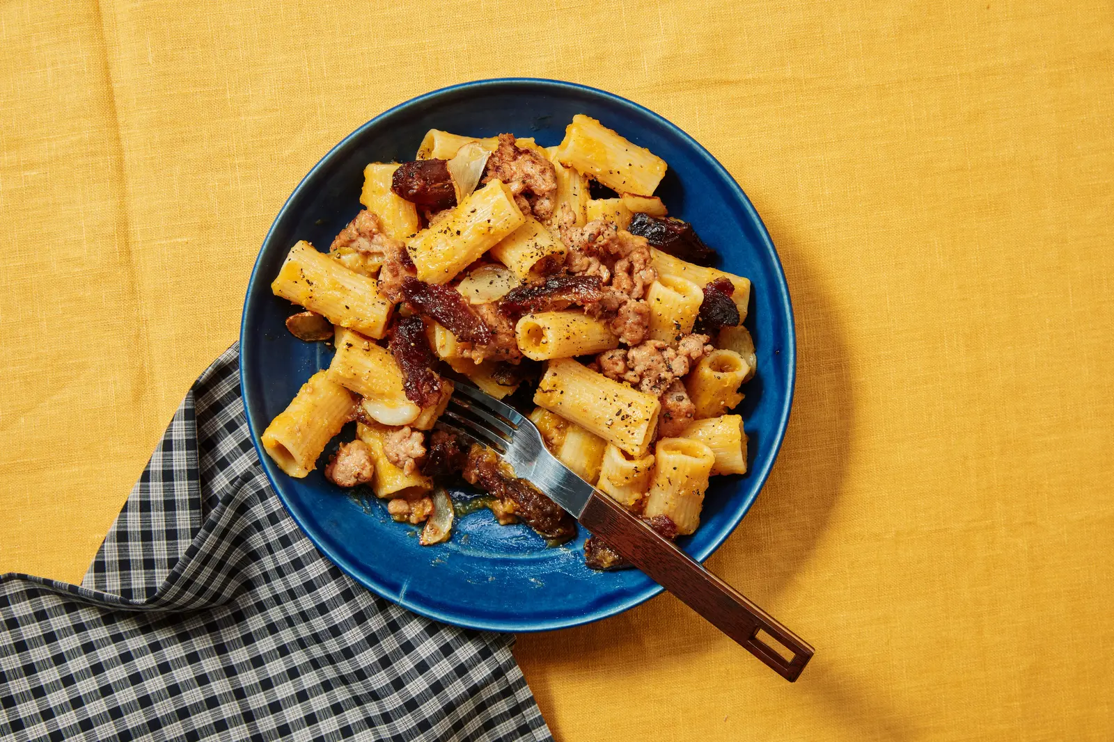 Butternut Pasta With Sausage and Dates