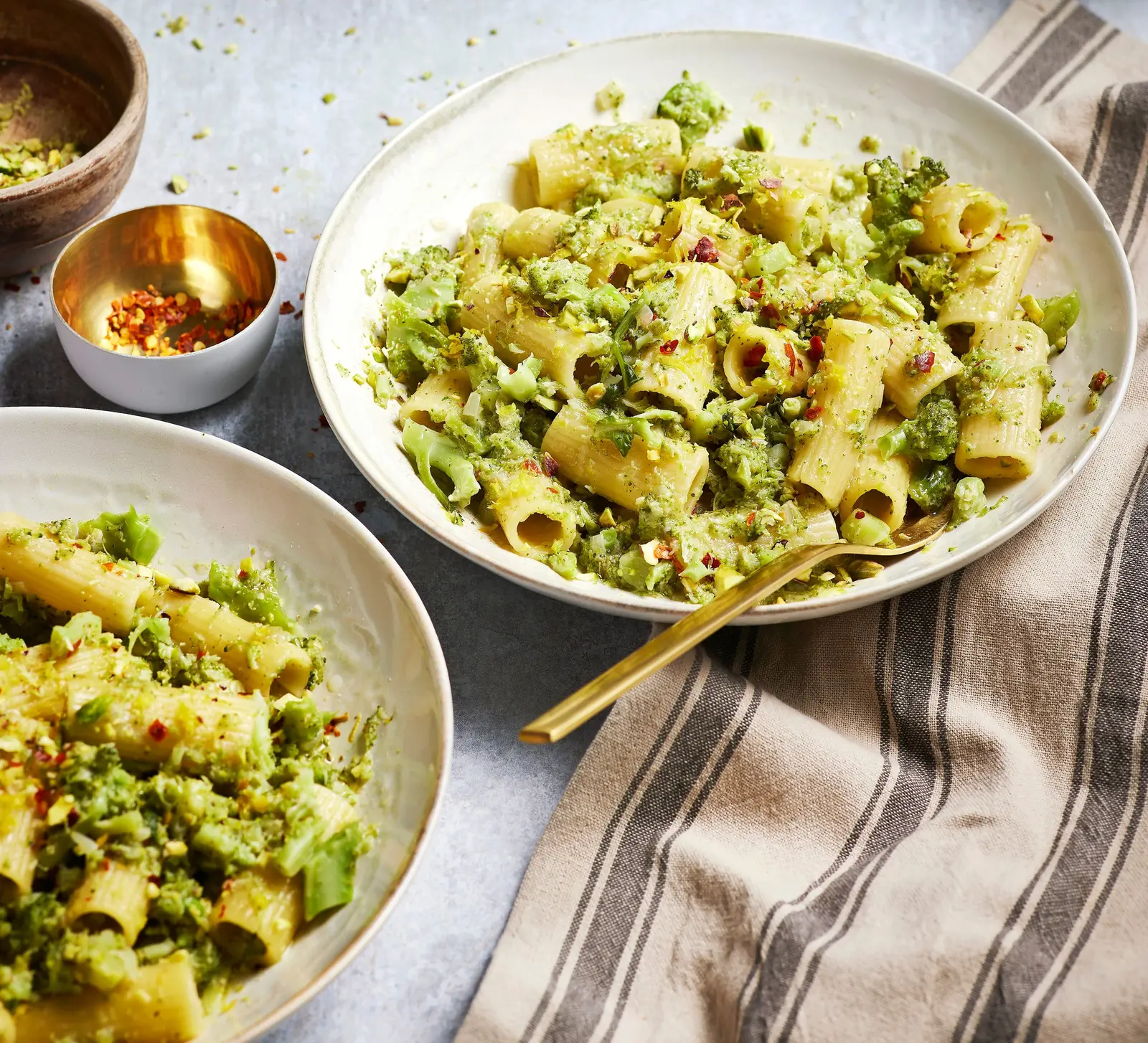Smashed Broccoli and Anchovy Pasta Serves Two in Under an Hour